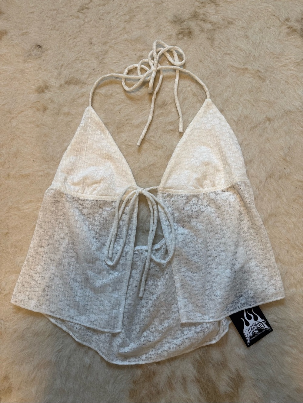 Sheer Lace Halter Crop Top